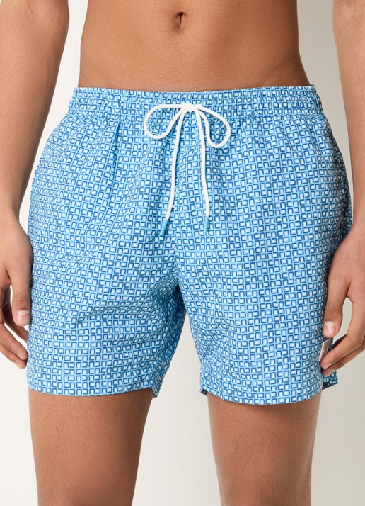 BOSS Zwemshort met microprint en logopatch - detail 2 light/pastel blue-455 / blauw