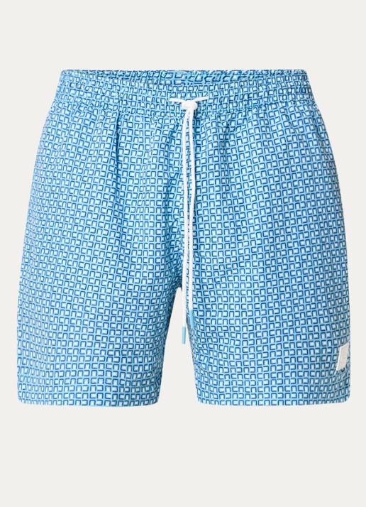 BOSS Zwemshort met microprint en logopatch - voorkant 3 light/pastel blue-455 / blauw