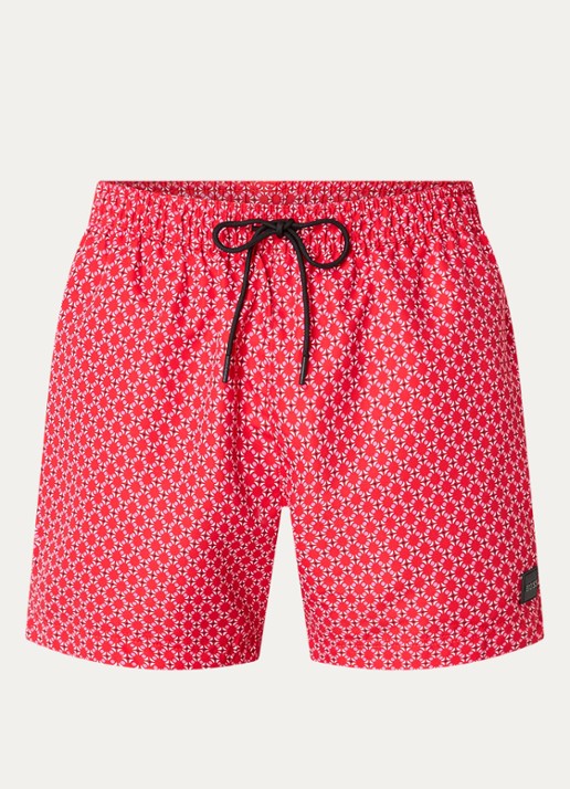 BOSS Zwemshort met microprint en logopatch - voorkant 2 medium red-610 / rood