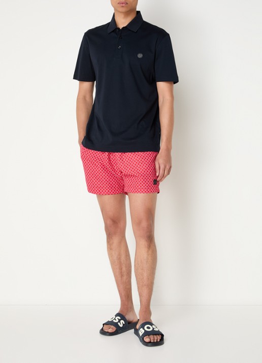 BOSS Zwemshort met microprint en logopatch - voorkant 3 medium red-610 / rood