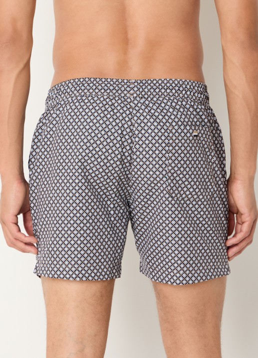 BOSS Zwemshort met microprint en logopatch - achterkant black-003 / zwart