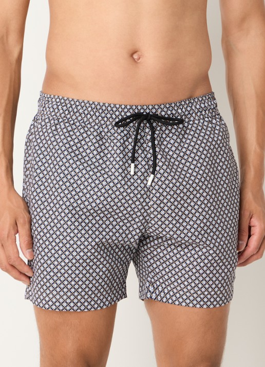 BOSS Zwemshort met microprint en logopatch - detail 4 black-003 / zwart