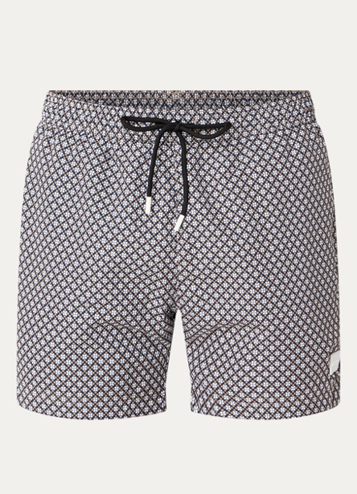BOSS Zwemshort met microprint en logopatch - voorkant 2 black-003 / zwart