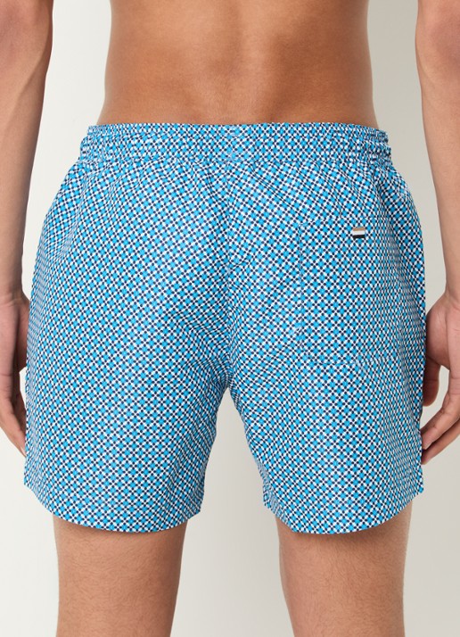 BOSS Zwemshort met microprint en logopatch - achterkant 3 blauw
