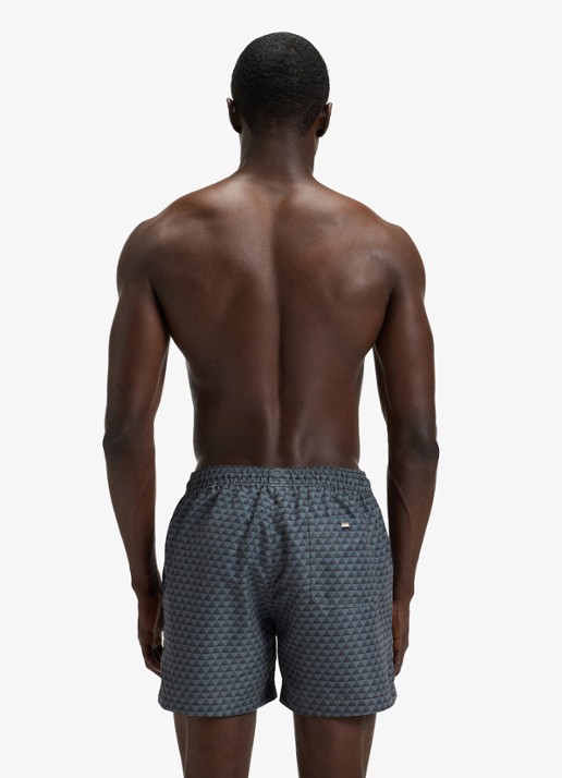 BOSS Zwemshort met microprint en logopatch - achterkant 3 open grey-062 / grijs