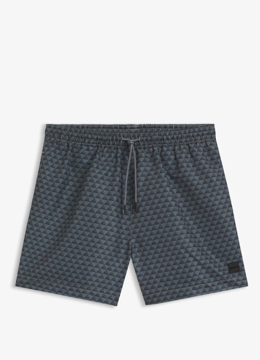 BOSS Zwemshort met microprint en logopatch - voorkant open grey-062 / grijs