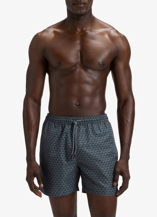 BOSS Zwemshort met microprint en logopatch - voorkant 2 open grey-062 / grijs