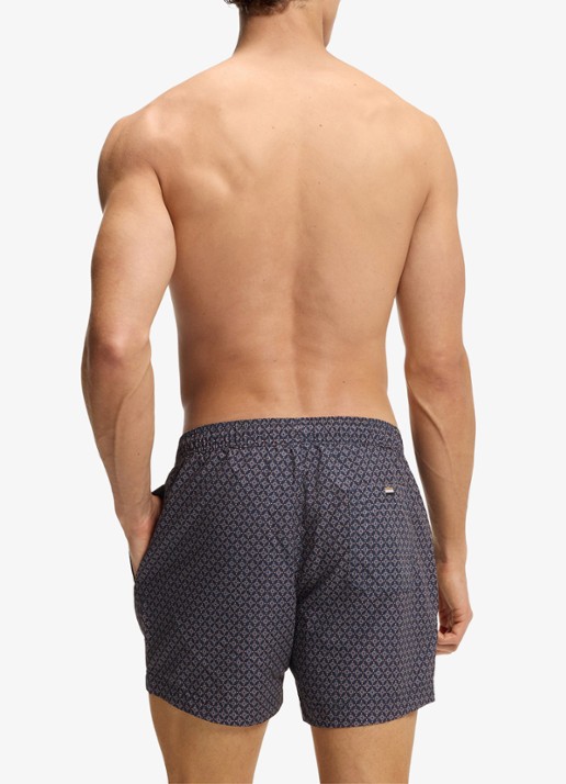 BOSS Zwemshort met microprint en logopatch - achterkant 2 bright orange-820 / oranje