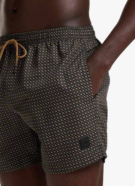 BOSS Zwemshort met microprint en logopatch - detail 2 black-004 / zwart