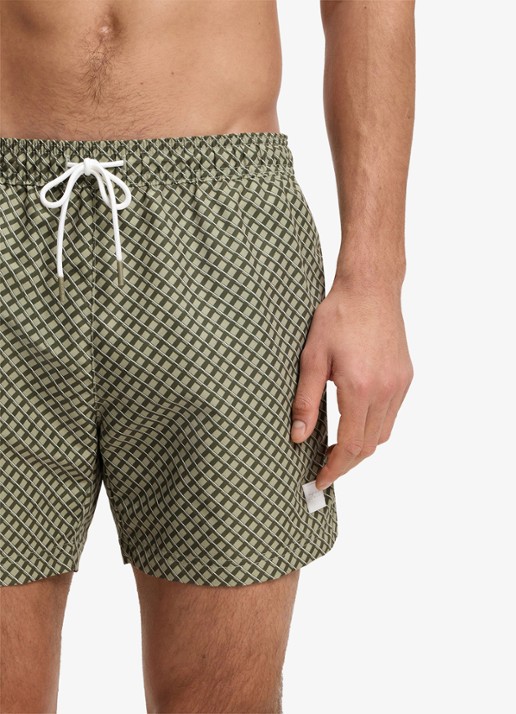 BOSS Zwemshort met microprint en logopatch - detail 3 dark beige-254 / beige