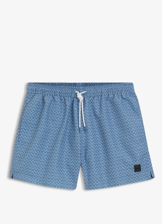 BOSS Zwemshort met microprint en logopatch - voorkant 2 light/pastel blue-458 / blauw