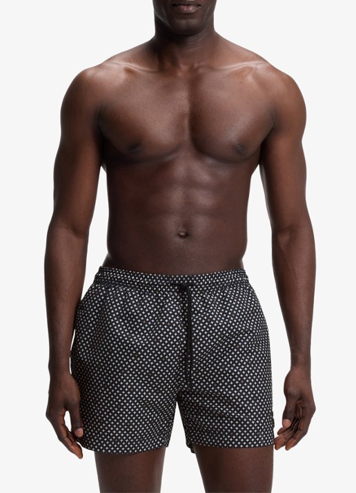 BOSS Zwemshort met microprint en logopatch - detail 2 open brown-248 / bruin