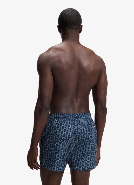 BOSS Zwemshort met microprint en logopatch - achterkant navy-418 / blauw