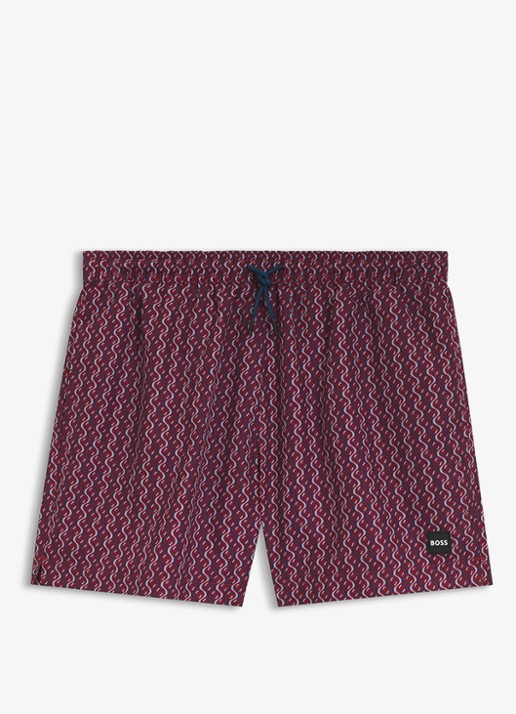 BOSS Zwemshort met microprint en logopatch - voorkant 4 medium red-614 / rood
