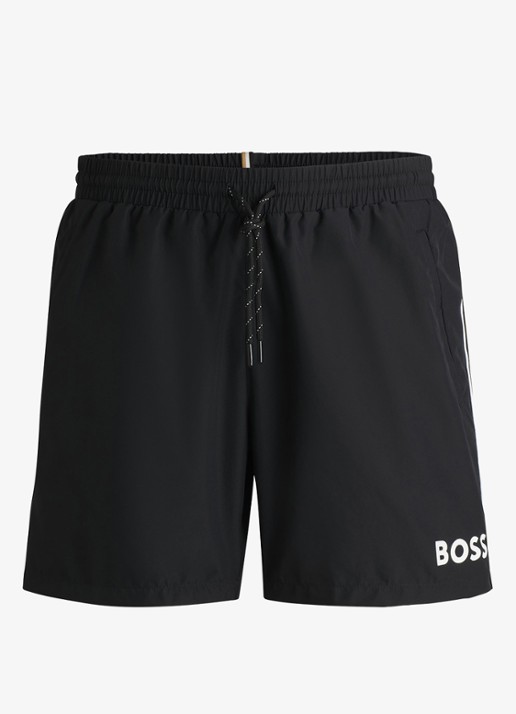 BOSS Zwemshorts met steekzakken en logo - voorkant black-001 / zwart