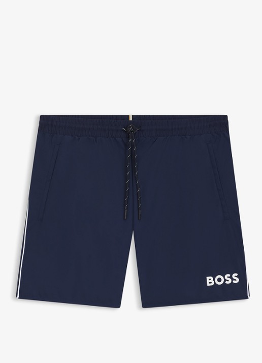 BOSS Zwemshorts met steekzakken en logo - voorkant navy-413 / blauw