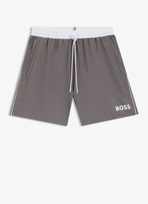 BOSS Zwemshorts met steekzakken en logo - voorkant dark grey-025 / grijs