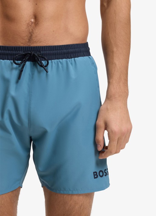 BOSS Zwemshorts met steekzakken en logo - detail 3 turquoise/aqua-445 / blauw
