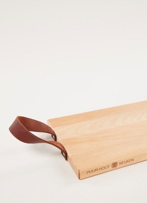 Bowls and Dishes Puur Hout dienblad van beukenhout met leren handgrepen - detail 3 beige