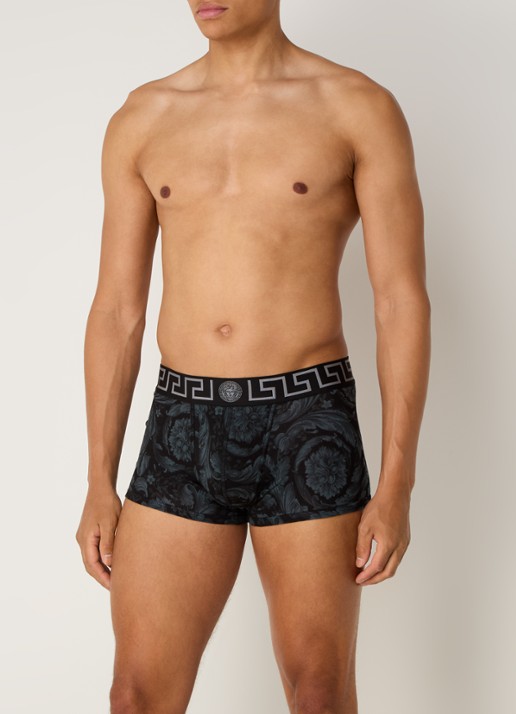 Boxershort van  katoen met logoband - voorkant 3 zwart