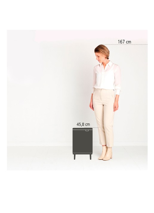 Brabantia Bo Hi afvalemmer 12 liter met kunststof binnenemmer - detail 6 zwart