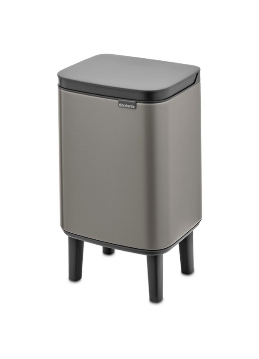 Brabantia Bo Hi afvalemmer 4 liter met kunststof binnenemmer - voorkant zilver