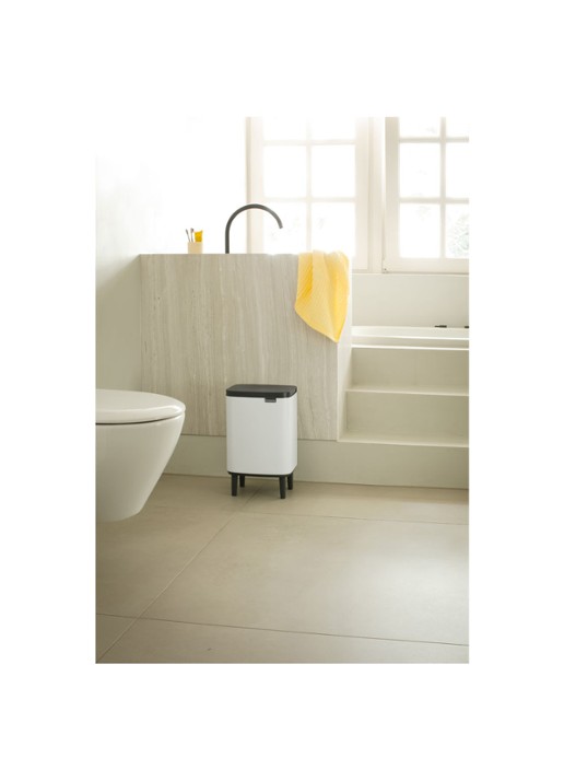 Brabantia Bo Hi afvalemmer 7 liter met kunststof binnenemmer - voorkant 6 wit