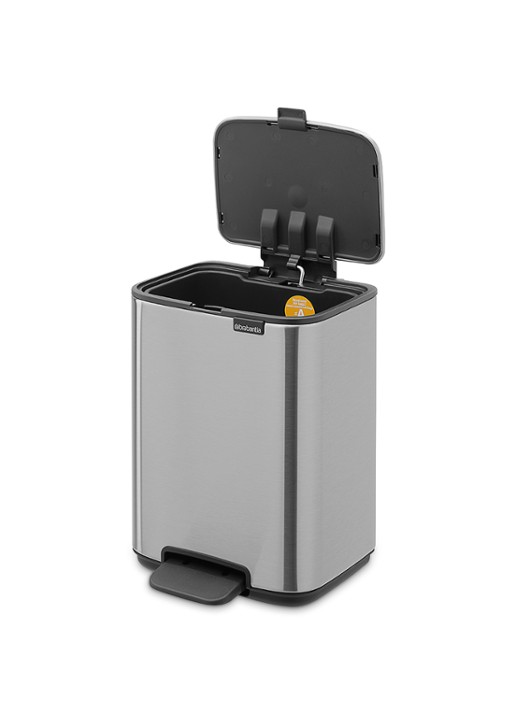 Brabantia Bo Touch Bin  duo prullenbak met deksel 2 x 30 liter - achterkant metallic