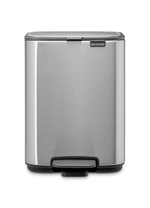 Brabantia Bo Touch Bin  duo prullenbak met deksel 2 x 30 liter - voorkant 8 metallic