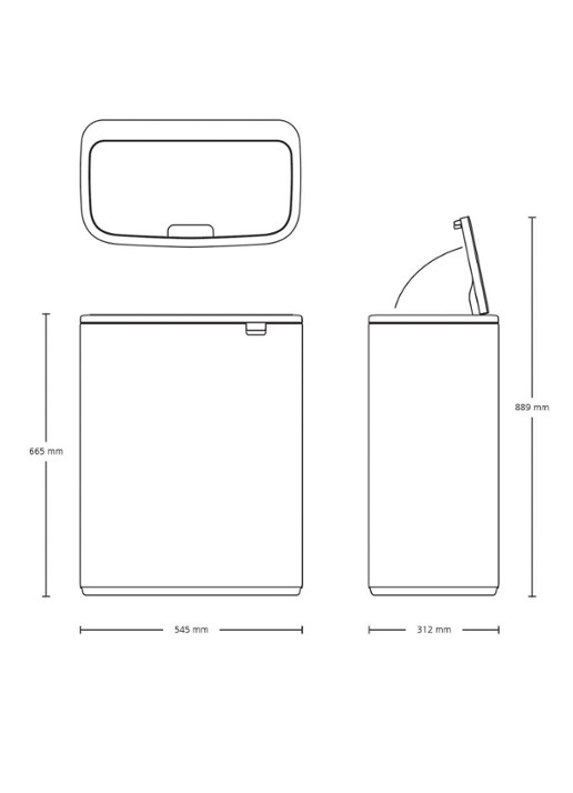 Brabantia Bo Touch Bin  duo prullenbak met deksel  2 x 30 liter - detail 5 donkergrijs