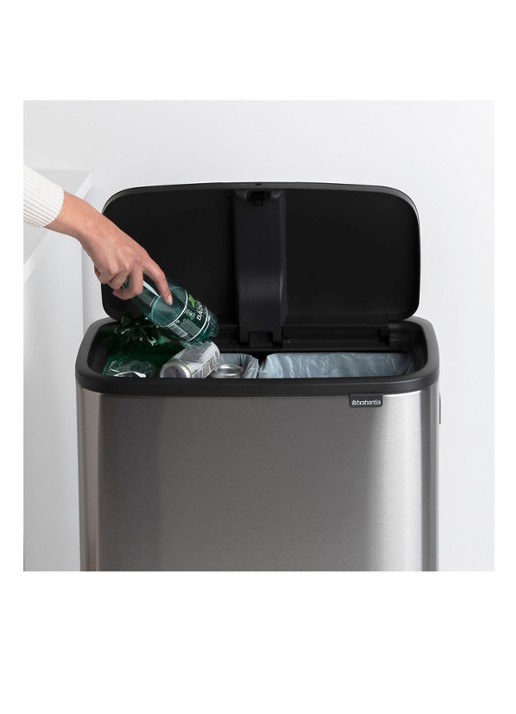 Brabantia Bo Touch Bin Hi  duo prullenbak met deksel op pootjes 2 x 30 liter - detail 4 zilver