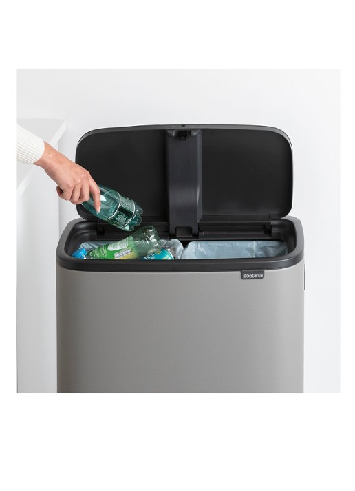 Brabantia Bo Touch Bin Hi  duo prullenbak met deksel op pootjes 2 x 30 liter - detail 4 grijs