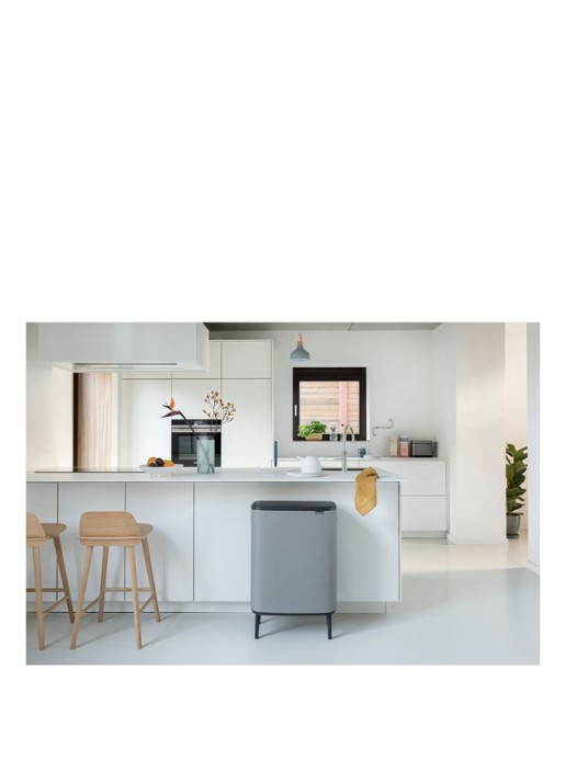 Brabantia Bo Touch Bin Hi  duo prullenbak met deksel op pootjes 2 x 30 liter - voorkant 2 grijs