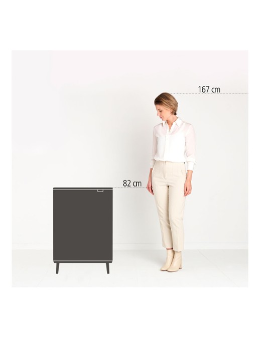 Brabantia Bo Touch Bin Hi prullenbak met deksel op pootjes 60 liter - detail 3 wit