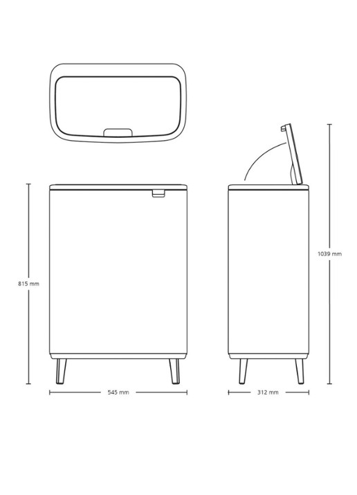Brabantia Bo Touch Bin Hi prullenbak met deksel op pootjes 60 liter - detail 5 zwart