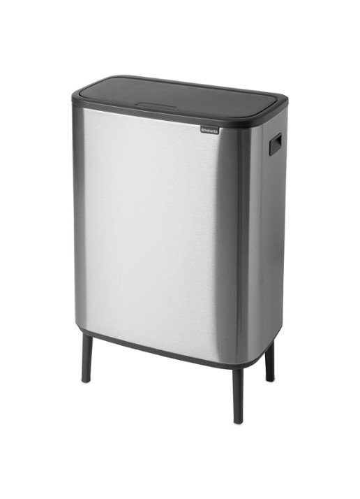 Brabantia Bo Touch Bin Hi prullenbak met deksel op pootjes 60 liter - detail zilver