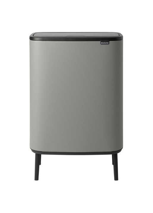 Brabantia Bo Touch Bin Hi prullenbak met deksel op pootjes 60 liter - voorkant grijs