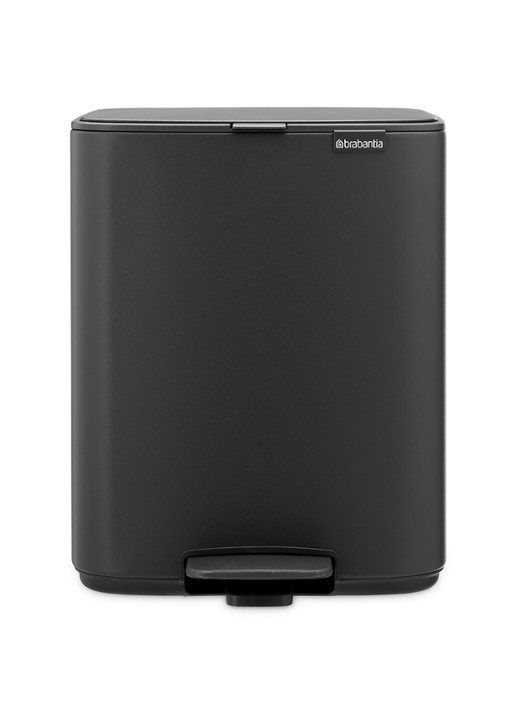 Brabantia Bo Touch Bin  prullenbak met deksel op pootjes 3 x 11 liter - voorkant 8 grijs