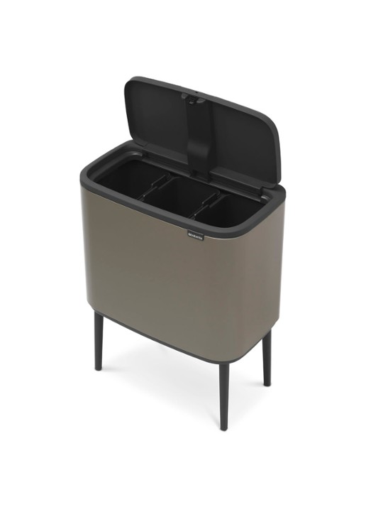 Brabantia Bo Touch Bin  prullenbak met deksel op pootjes 3 x 11 liter - detail 4 donkergrijs