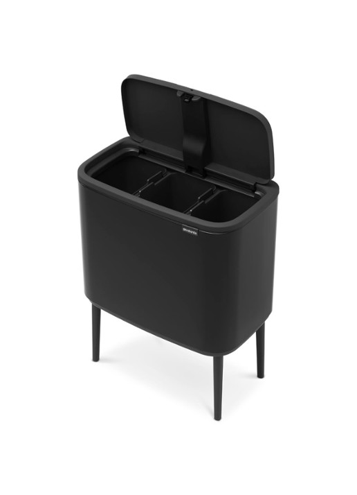 Brabantia Bo Touch Bin  prullenbak met deksel op pootjes 3 x 11 liter - detail 2 zwart