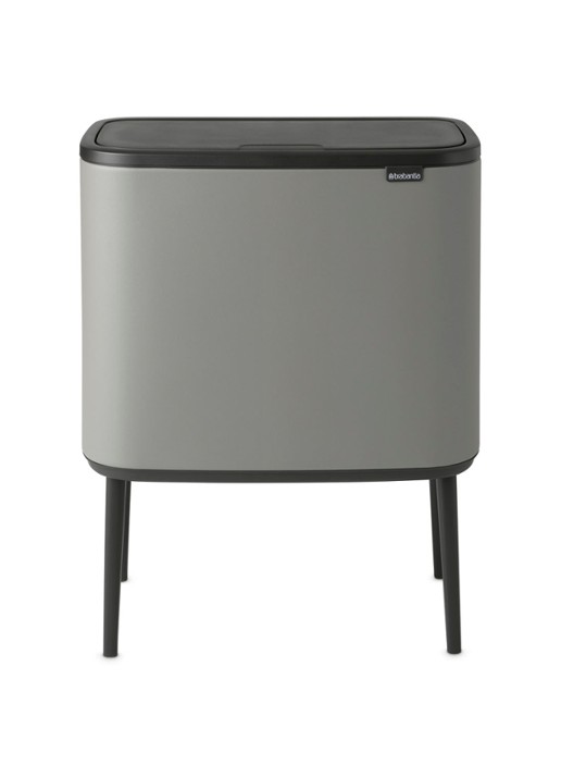 Brabantia Bo Touch Bin prullenbak met deksel op pootjes 36 liter - voorkant grijs