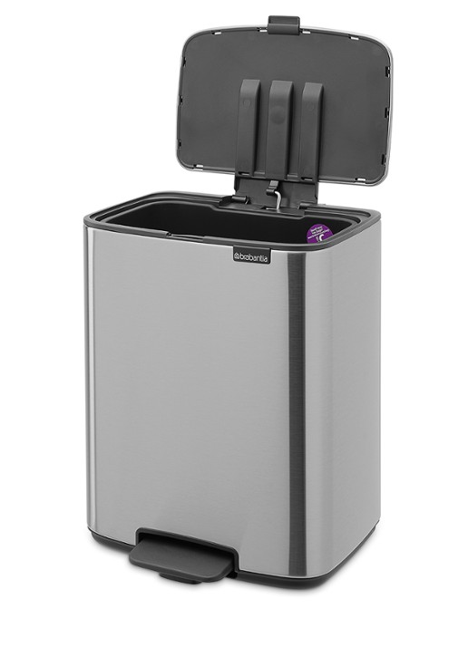 Brabantia Bo Touch Bin recyling duo prullenbak met deksel op pootjes 11 + 23 liter - achterkant 8 zilver