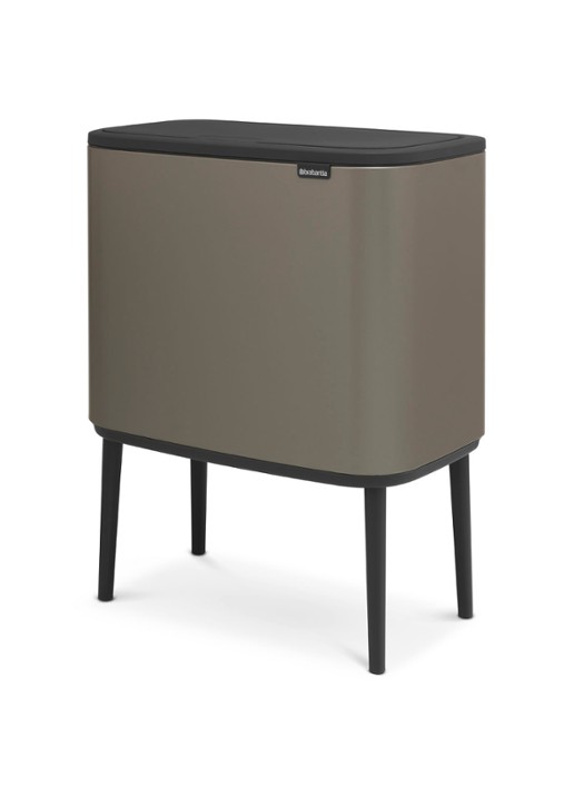 Brabantia Bo Touch Bin recyling duo prullenbak met deksel op pootjes 11 + 23 liter - detail middengrijs
