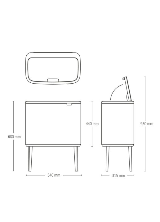 Brabantia Bo Touch Bin recyling duo prullenbak met deksel op pootjes 11 + 23 liter - detail 5 grijs