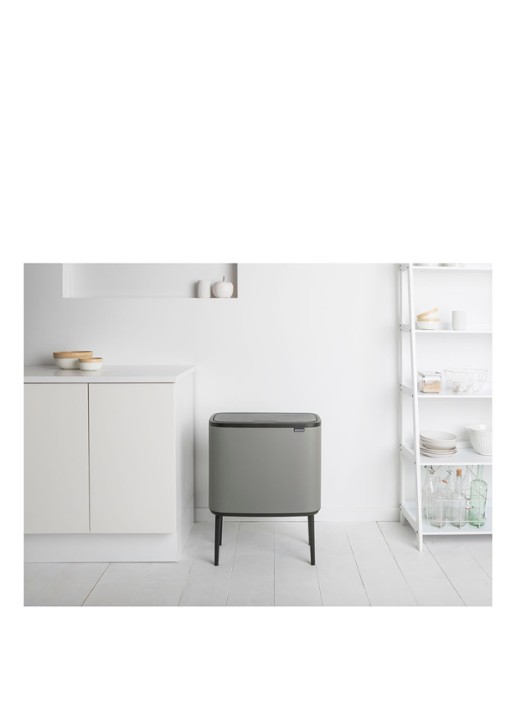 Brabantia Bo Touch Bin recyling duo prullenbak met deksel op pootjes 11 + 23 liter - voorkant 2 grijs
