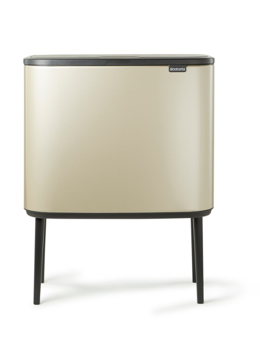Brabantia Bo Touch Bin recyling duo prullenbak met deksel op pootjes 11 + 23 liter - voorkant metallic