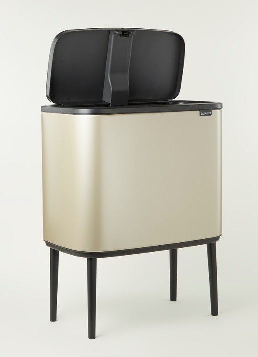 Brabantia Bo Touch Bin recyling duo prullenbak met deksel op pootjes 11 + 23 liter - voorkant 2 metallic