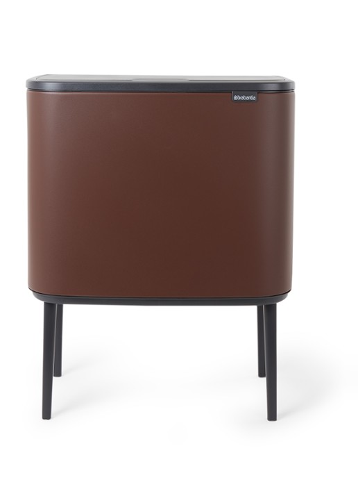 Brabantia Bo Touch Bin recyling duo prullenbak met deksel op pootjes 11 + 23 liter - voorkant donkerbruin