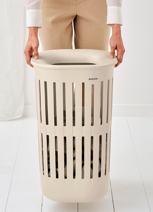 Brabantia Collect-It wasmand 55 liter set van 2 - achterkant beige