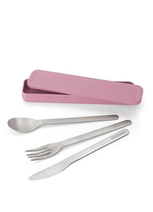 Brabantia Make & Take bestekset 3-delig - achterkant 6 donkerroze